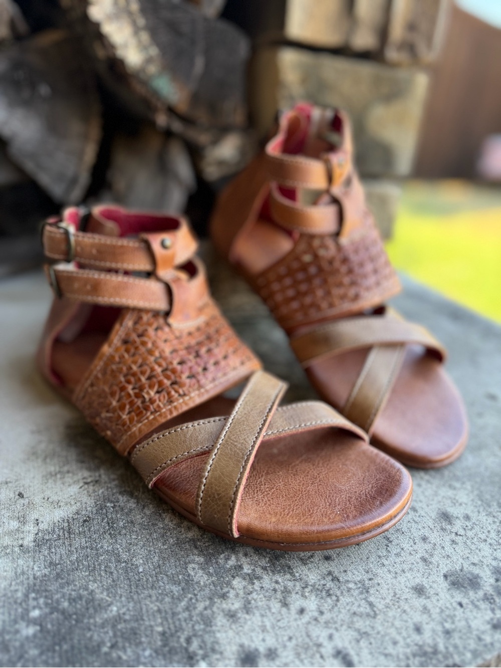 Bed Stu Capriana Leather Tan Sandals Sz-10.  I